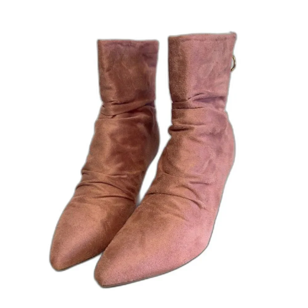 Allegra K Dust Pink Slouch Ankle Boots 8 Box & Dust Bags EUC